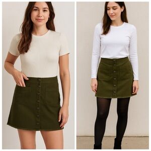 Madewell Olive A-Line Skirt
